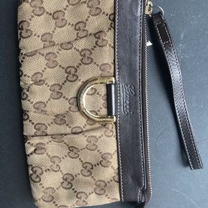 Gucci Canvas GG D Ring Wristlet Wallet
